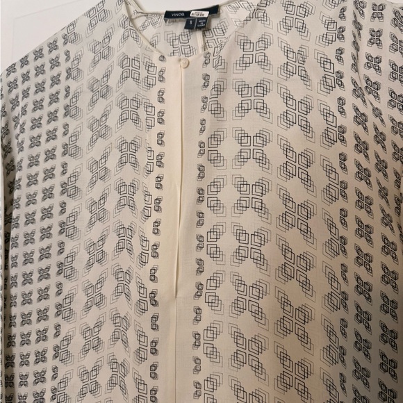 Vince Geometric Print Cream Blouse - Picture 2 of 7